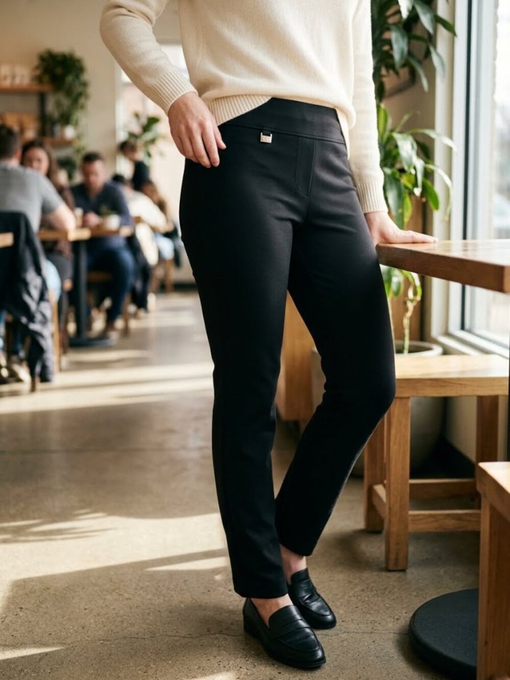 Alfani Black Stretch Ponte Slim Tapered Pants Size 6